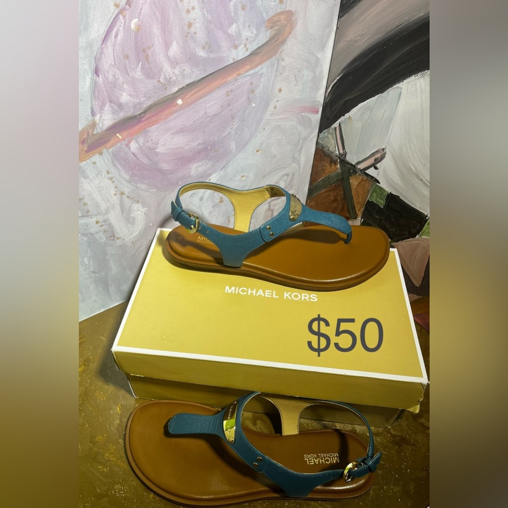Michael Kors Teal and Tan Sandals